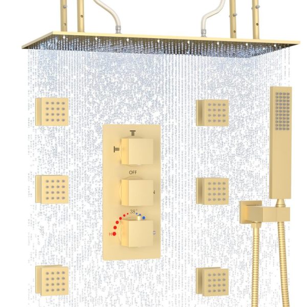 Rain Shower Head with Body Spray Thermostatic Shower Faucet Set