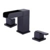 2 Handle 3 Hole Widespread Matte Black Waterfall Bathroom Faucet Vanity Sink Faucet 1