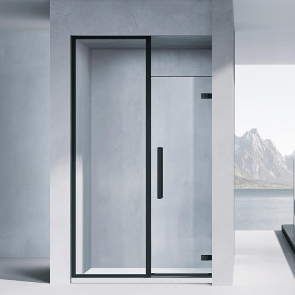 Bathroom 304 Stainless Steel Tempered glass panel black One Piece Shower Door