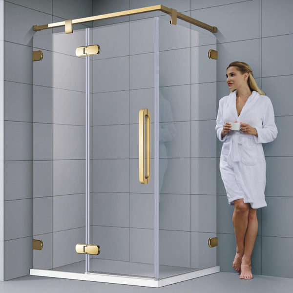 Customized stainless steel hinge clear tempered glass door Golden bathroom shower doors MP0231Z