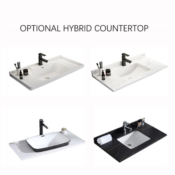 Modern Style Solid Wood Bathroom Floor Cabinet Optional Hybrid Countertop