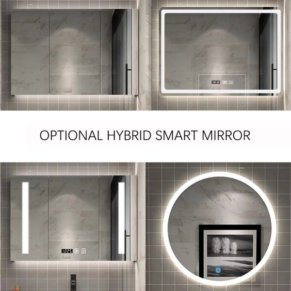 Modern Style Solid Wood Bathroom Floor Cabinet Optional Hybrid Smart Mirror