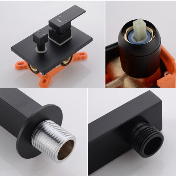 China shower faucet factory wholesale black concealed shower set hot and cold dual function wall wall shower with embedded shower – Bild 8