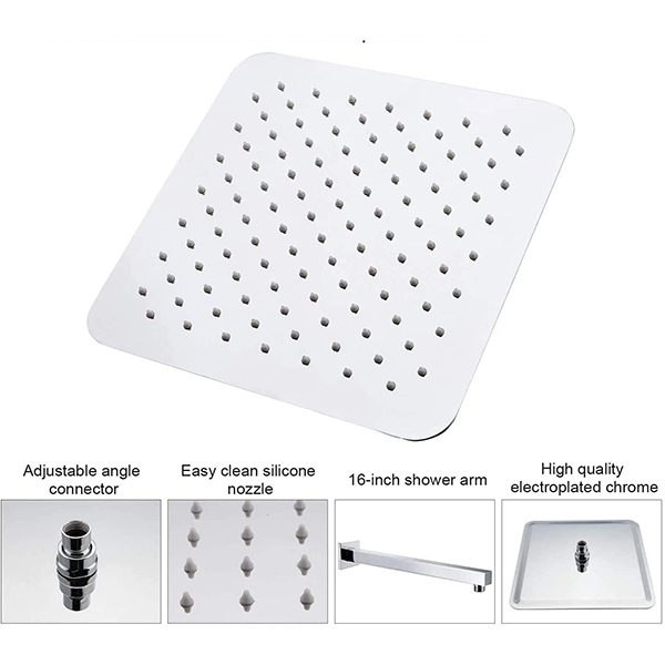 Bathroom shower system 12 inches ainfall shower head with handheld wall mounted washroom chrome shower set 1