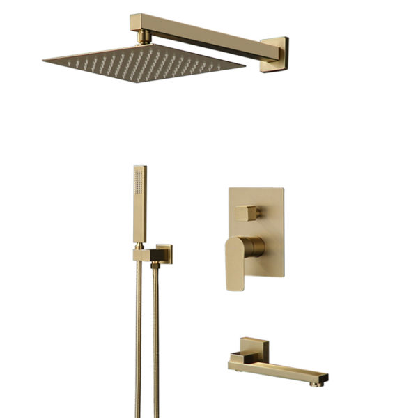 Brushed nickle gold bathroom shower hot and cold shower mixer in wall mounted rain concealed shower set 1 SW003 1