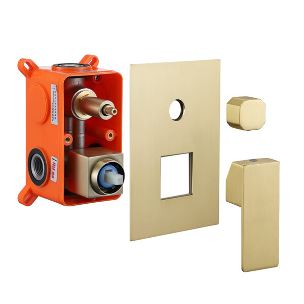 Brushed nickle gold bathroom shower hot and cold shower mixer in wall mounted rain concealed shower set - Imagen 4
