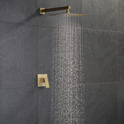 Brushed nickle gold bathroom shower hot and cold shower mixer in wall ...