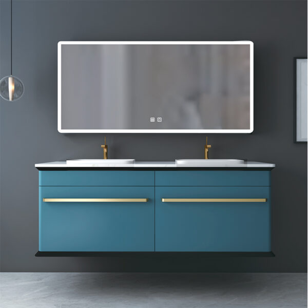 Modern bathroom luxury vanity sink basin cabinet wall mounted illuminated bathroom mirror cabinet farmhouse bathroom vanity - Imagen 5