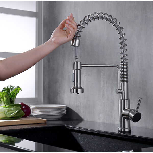 New design 304 stainless steel kitchen faucet 360 degree rotatble kitchen faucet with pull out sprayer - Imagen 4