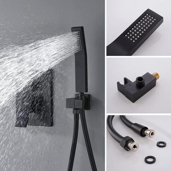 China shower faucet factory wholesale black concealed shower set hot and cold dual function wall wall shower with embedded shower – Bild 3
