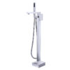 Chrome Waterfall Bathtub Faucet Floor Mounted Brass Square Bath Shower Set with Handshower Freestanding Tub Sink Tap 1