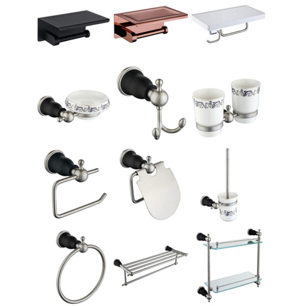 Wholesale european classical golden glass bathroom pendant golden bathroom accessories set - Image 4