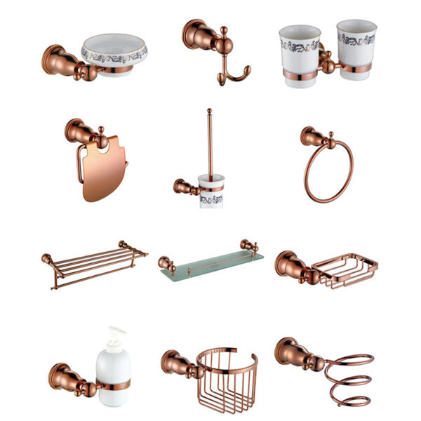 Wholesale european classical golden glass bathroom pendant golden bathroom accessories set - Image 7