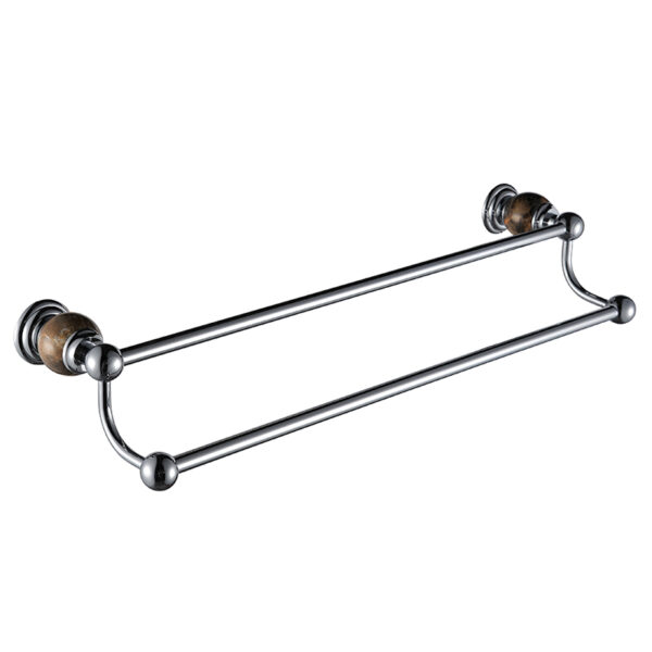 Factory wholesale wall mounted bathroom accessories towel bar stainless steel double pole towel bar - Imej 5