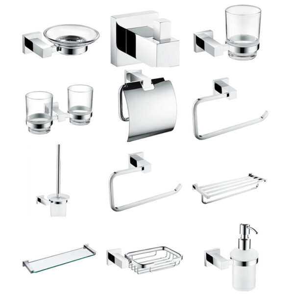 Modern hardware suit aluminum square brass bathroom toilet bathroom accessories set - Image 5