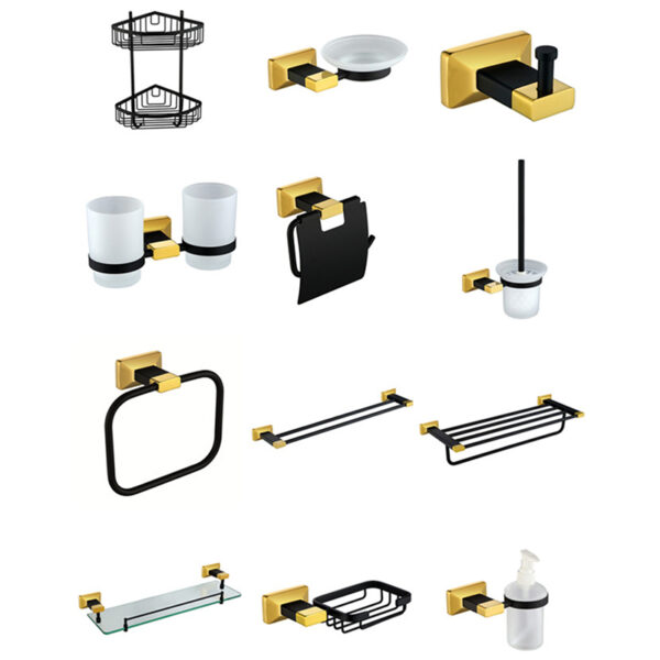 Modern luxury high quality square brass bathroom accessories factory wholesale home hotel accessory set – Bild 5