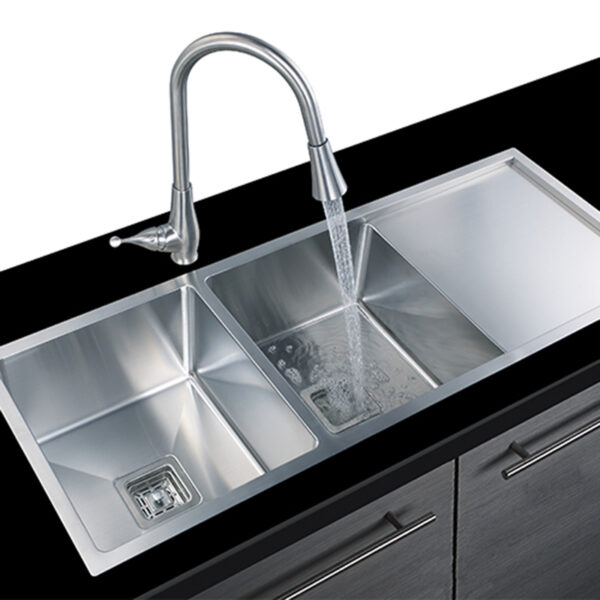 Sink Manufacturer Wholesale Rectangular Double Bowl Style Undermount Quartz Double Basin Home Stainless Steel Kitchen Sink With Draining Board – Image 14