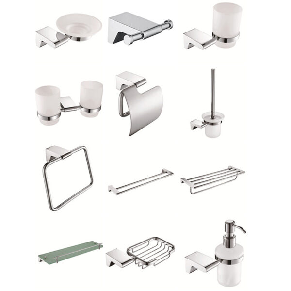 Wholesale Hotel and Home High Quality 304 Stainless Steel Wall-Mounted Modern Elegant Bathroom Accessories Set - Image 5