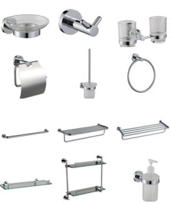 Wholesale hotel and home high quality 304 stainless steel wall-mounted modern elegant bathroom accessories set