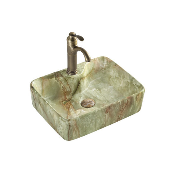 Bathroom rectangular art sink elegant ceramic natural marble sinks and basins D 069