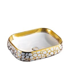 bathroom golden ceramic washbasin