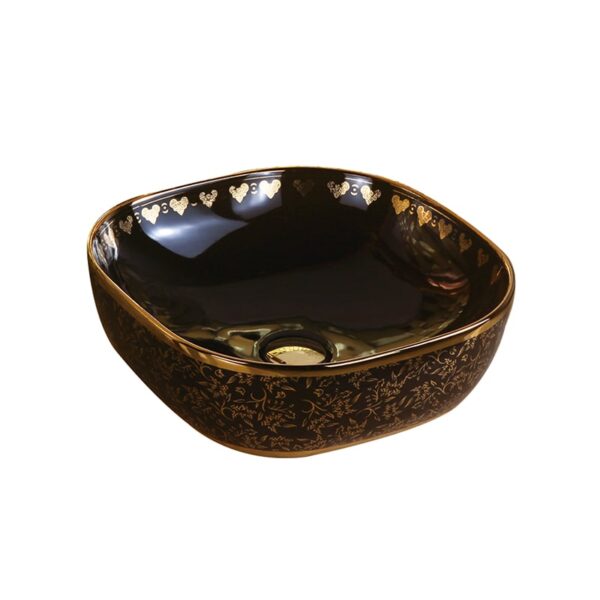 High Quality Electroplated Gold Countertop Ceramic Washbasin