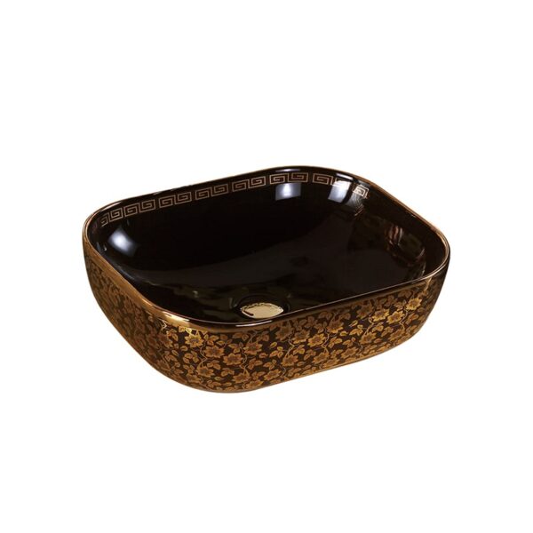 Gold square countertop ceramic washbasin