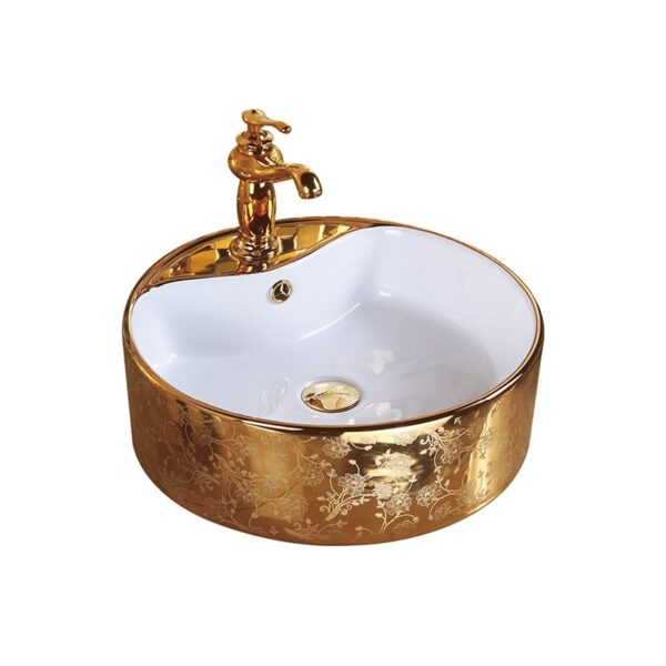 Countertop Bathroom Sink Ceramic Basin Container Washbasin Gold