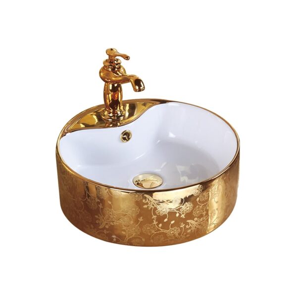 Bathroom Ceramic Rose Gold Plated Sink Washbasin
