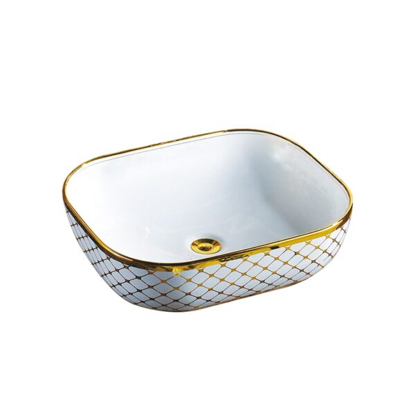 Square Gold Ceramic Art Basin