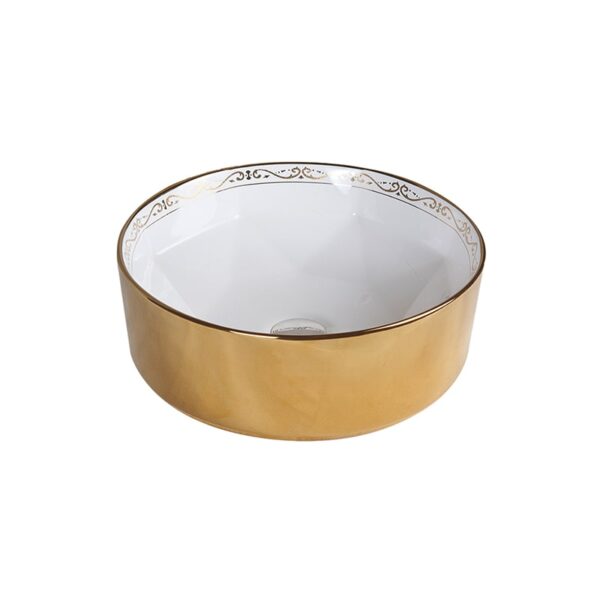 Easy Clean Luxury Art Deco Basin Ceramic Bathroom Countertop Vanity Sink