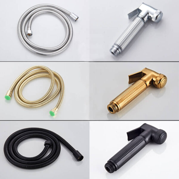 colorful toilet spray Toilet Brass Hand Held Bidet Spray Shower Head Douche Kit Shatta Copper Valve Bathroom Bidet Sprayer _03