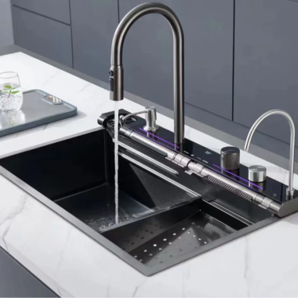 Nano Blue Whale Waterfall Smart Kitchen Sinks Stainless Steel Modern Pull Out Kitchen Sink