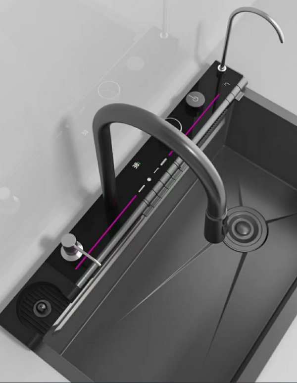 Handmade Smart Waterfall Multifunction Kitchen Sink Digital Display Sink Kitchen
