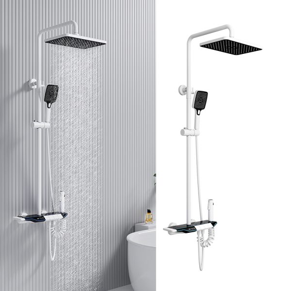 2025 hot sale Brass Hot and cold Water Thermostatic White Rainfall For Home Bathroom Faucets Shower Set