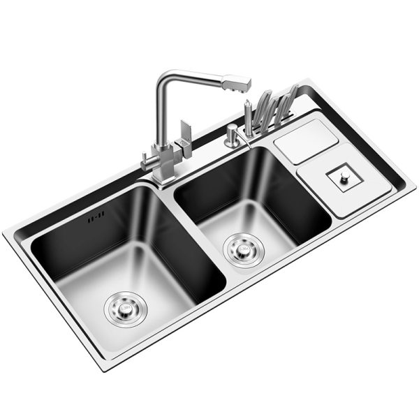 2025 Modern Double Bowl Utility Workstation Handmade Stainless Steel Smart Sink Square Shape Two for Kitchen Multifunction Use