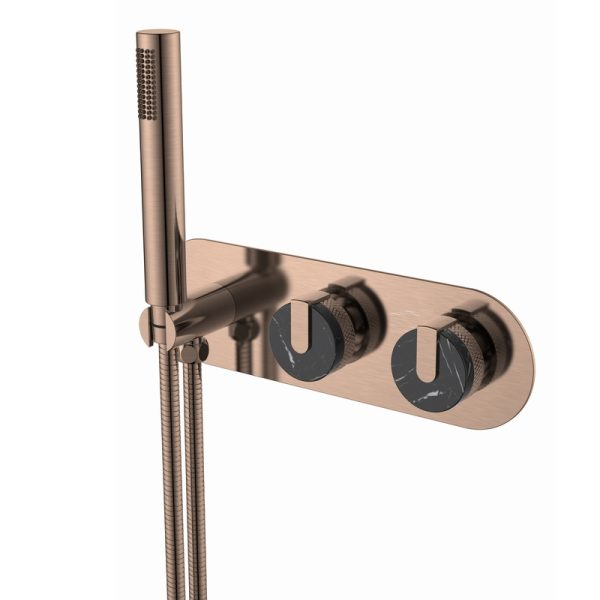 2025 Best Selling Watermark DZR Brass Knurling and Marble Handles Rainfall Shower Mixer Set