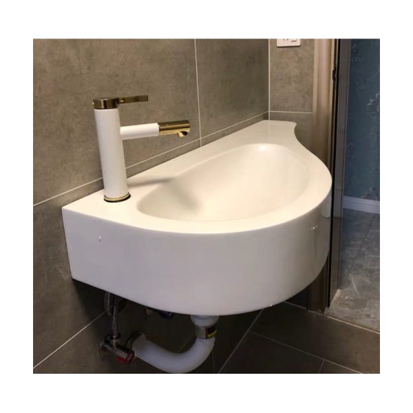 Wholesale Wall Hung Artificial Stone Sink Bathroom Washbasin Semi Pedestal Basin