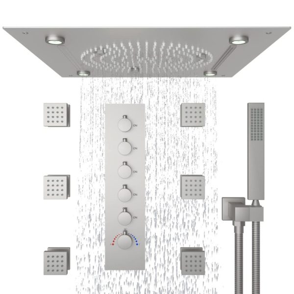 20Inch LED Large Horizontal Square Ceiling Shower Thermostatic Rain Shower System