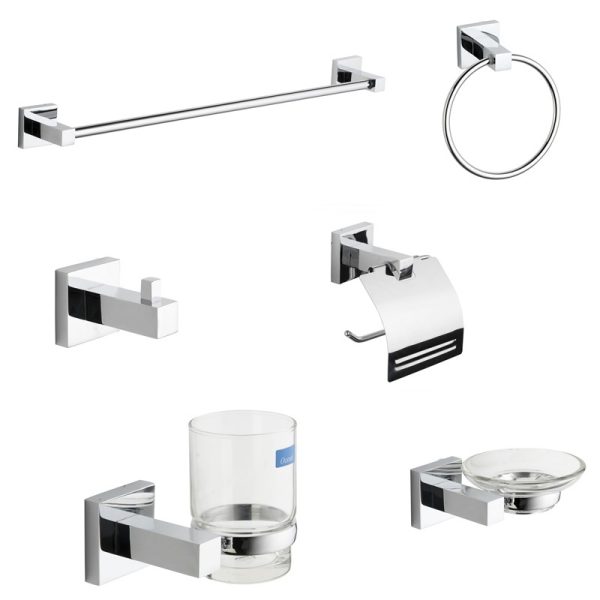 24 Inch Bathroom Hardware Accessories Zinc Alloy Wall Mounted Black Towel bar Set
