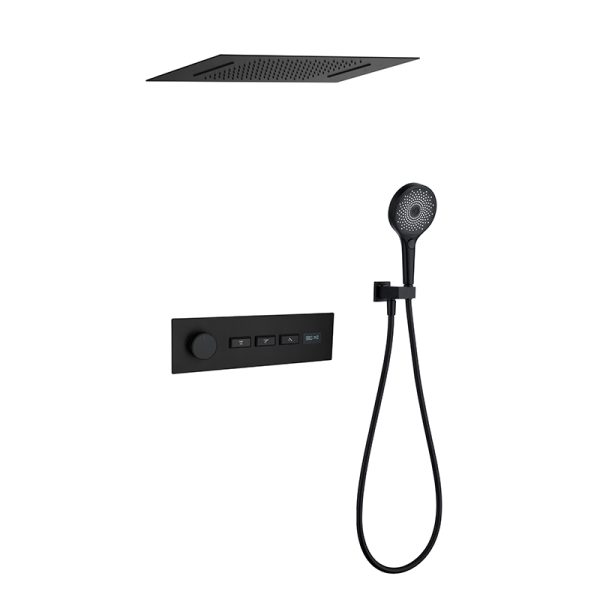 3 Functions Luxury Gunmetal 330*630mm Rain Waterfall Shower Head Temperature Smart Bathroom Shower Set