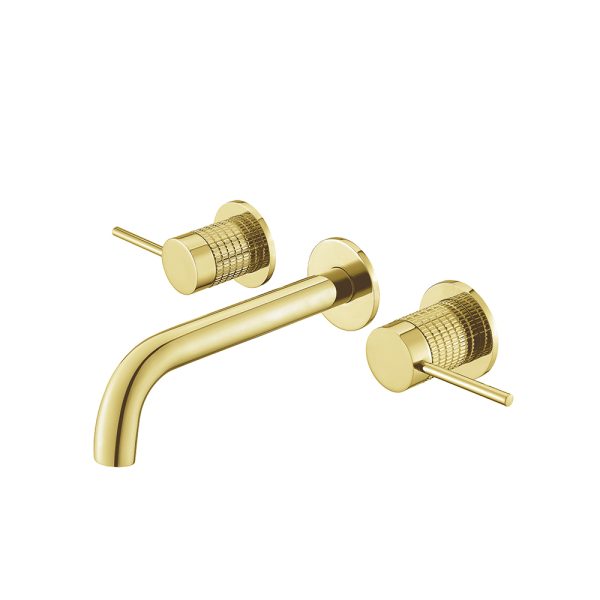3-Holes Basin Faucet Blushed Gold Tap Copper Flexible Bathroom Basin Mixer Faucets Wall Mounted Wash Basin Mixer Taps