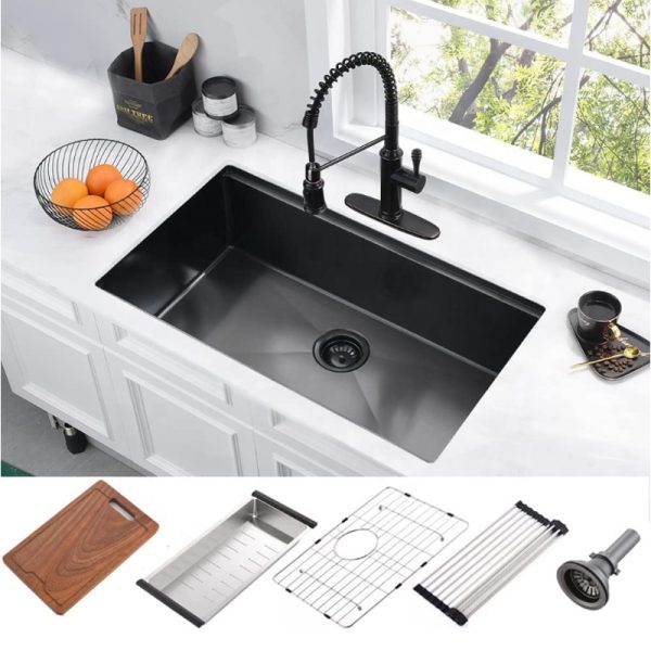 30 Inch Undermount Kitchen Sink Black Ledge Workstation Kitchen Sink