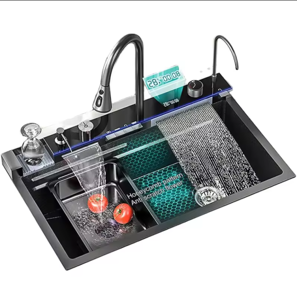 Modern Waterfall Smart Kitchen Sinks Stainless Steel Modern Pull Out Kitchen Sink
