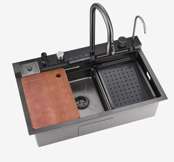 Modern Waterfall Smart Kitchen Sink Handmade Stainless Steel Modern Kitchen Sink