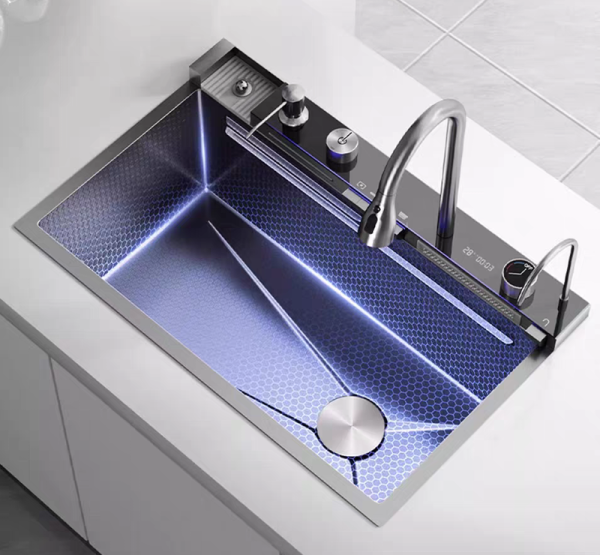Stainless Steel Nano Black Handmade Smart Kitchen Sink Multifunctional Double Rainfall  Kitchen Sink