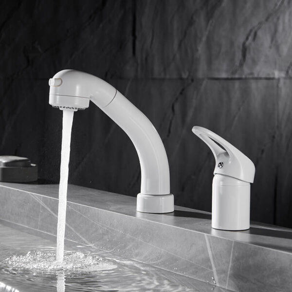 matte white kitchen sink pull out faucet