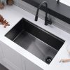 32 Inch Offset Drain Nano Black Undermount