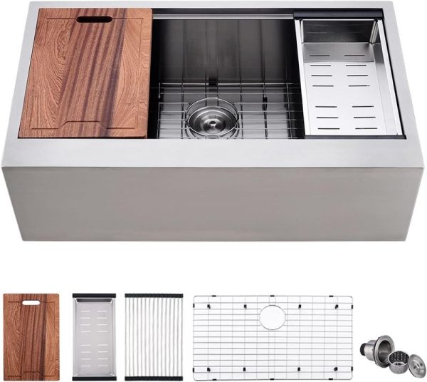 Stainless Steel Drop in Kitchen Sink Drop in Handmade Kitchen Sinks Single Bowl Workstation Farmhouse Kitchen Sink
