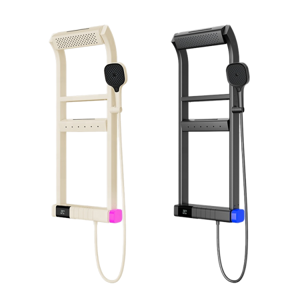 360 Degree Top LED Digital Display Thermostatic Brass Panels Brushed Surface Rain Spray Bathroom Piano Keys Shower Set